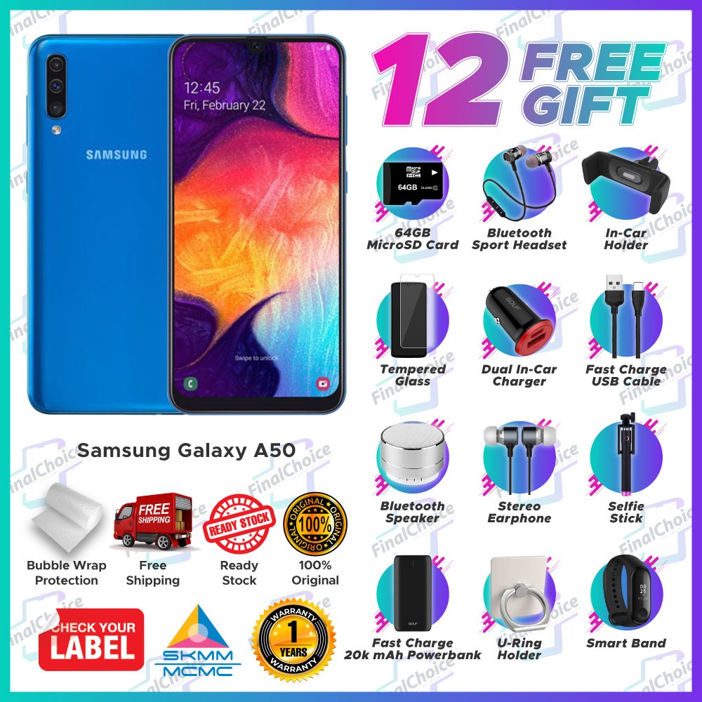 Up To 12 Free Gift Samsung Galaxy A50 6gb 128gb Original Samsung Malaysia Warranty Shopee Malaysia