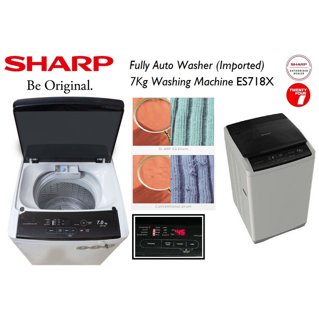 SHARP 7kg Washing Machine ES718X Shopee Malaysia