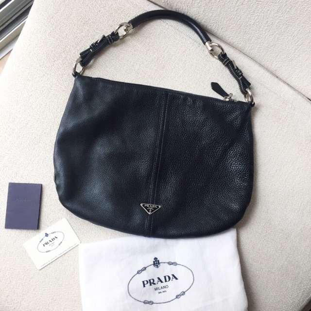 AUTHENTIC PRADA Leather Hobo Shoulder Bag | Shopee Malaysia