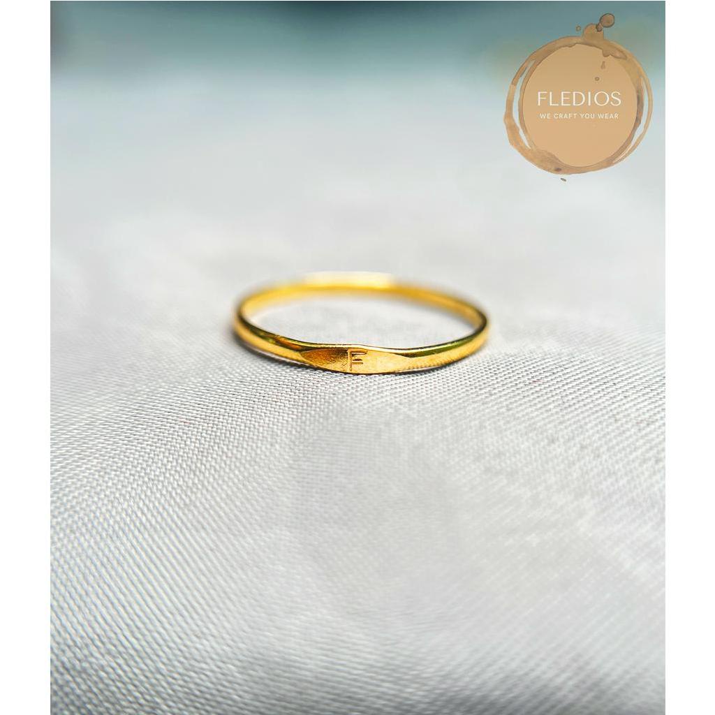 FLEDIOS Cincin Alphabet Emas 916 Bentuk Cinta / FLEDIOS 916 Gold Alphabet  Ring/916LoveRing Cincin Bajet Emas 916