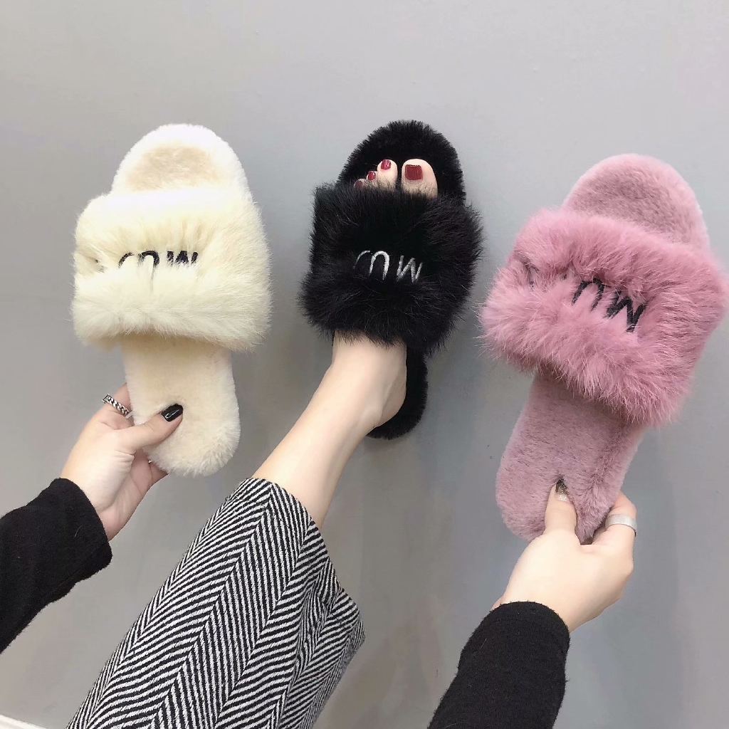 fluffy fur slippers