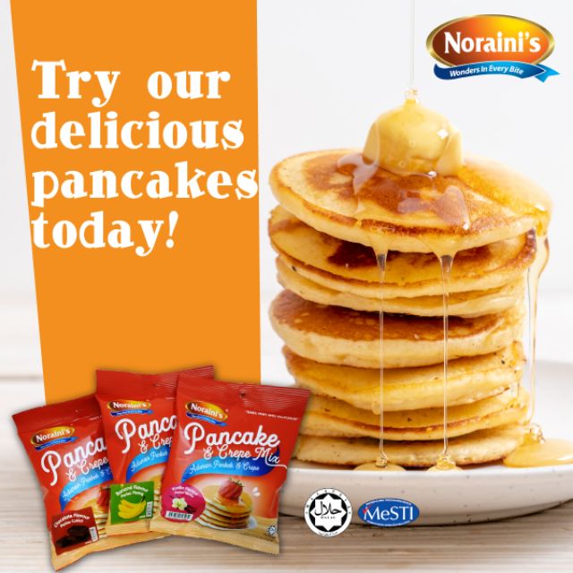 TEPUNG SEGERA PANCAKE & CREPE MIX Flavour Vanilla, Chocolate & Pisang