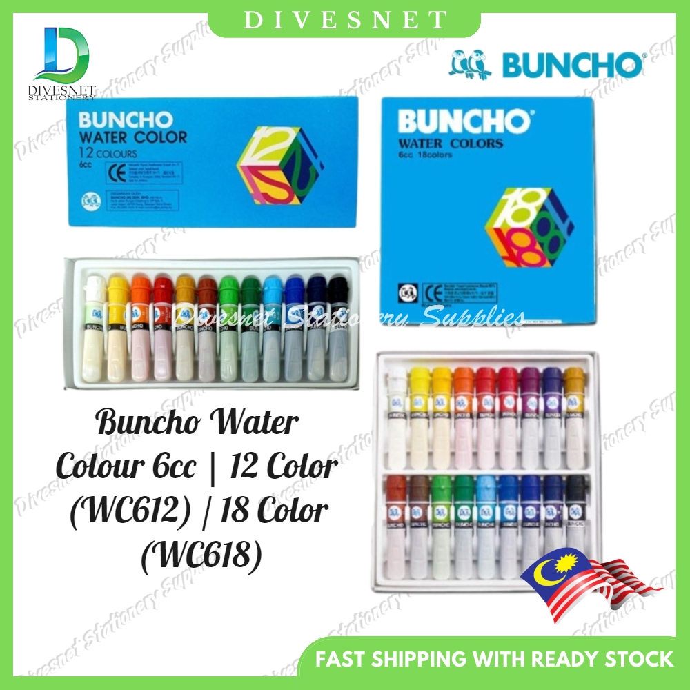 Buncho Water Colour 6cc 12 Color Wc612 18 Color Wc618 Warna Air Shopee Malaysia