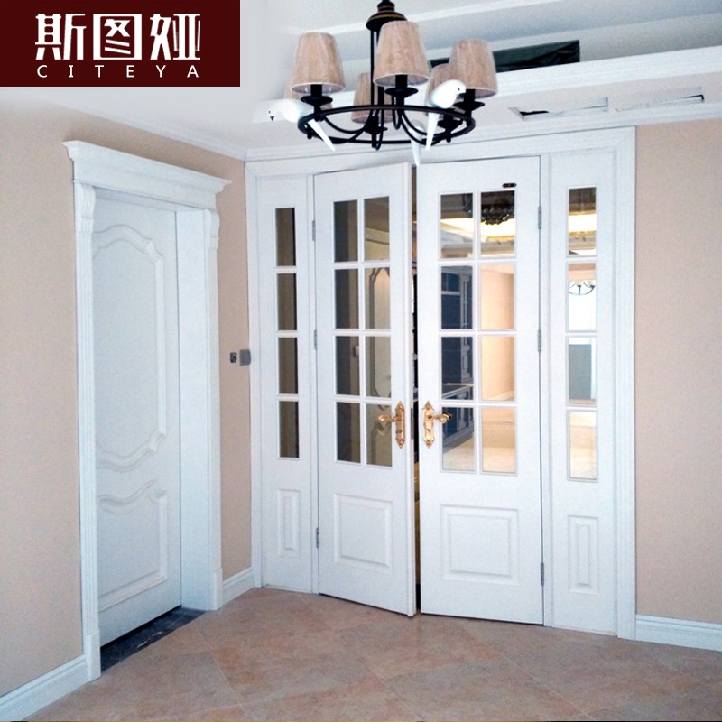 Shenzhen Stuya Custom Made Pure Solid Wood Doors Interior Four Side Glass Partition American Style Shopee Malaysia