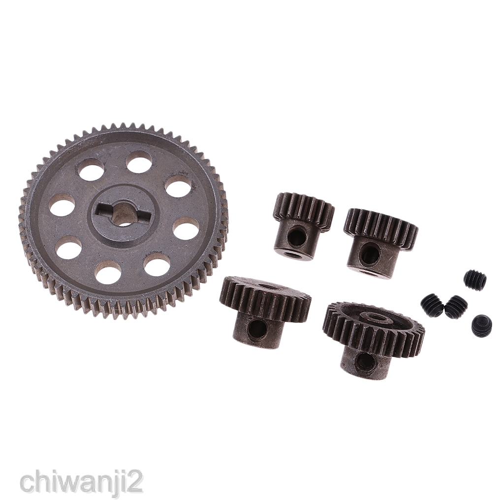 Steel Metal Spur Diff Main Gear & Motor Pinion Cogs for HSP 94111 1/10 RC Car 