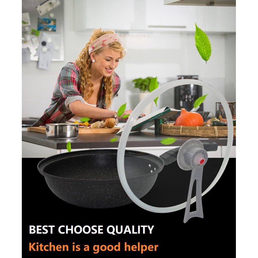 33CM NonStick Frying Pan Maifan Stone Coating Pan Cookware With Glass