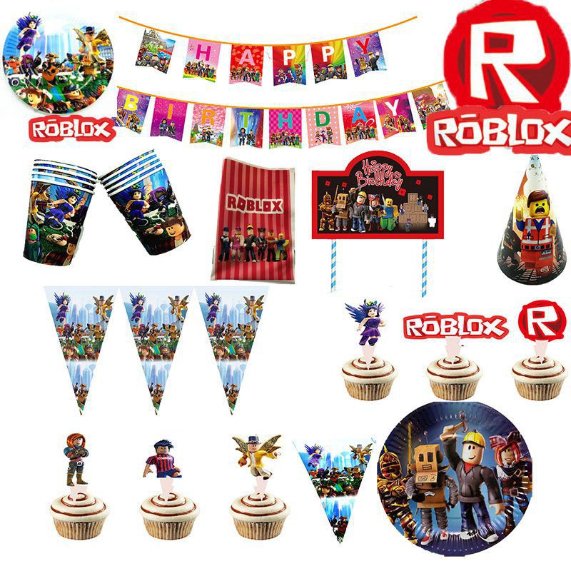 Game Roblox Balloons Theme Kids Party Supplies Kids Birthday Banners Cake Decor Shopee Malaysia - roblox theme flag banner for birthday party shopee malaysia