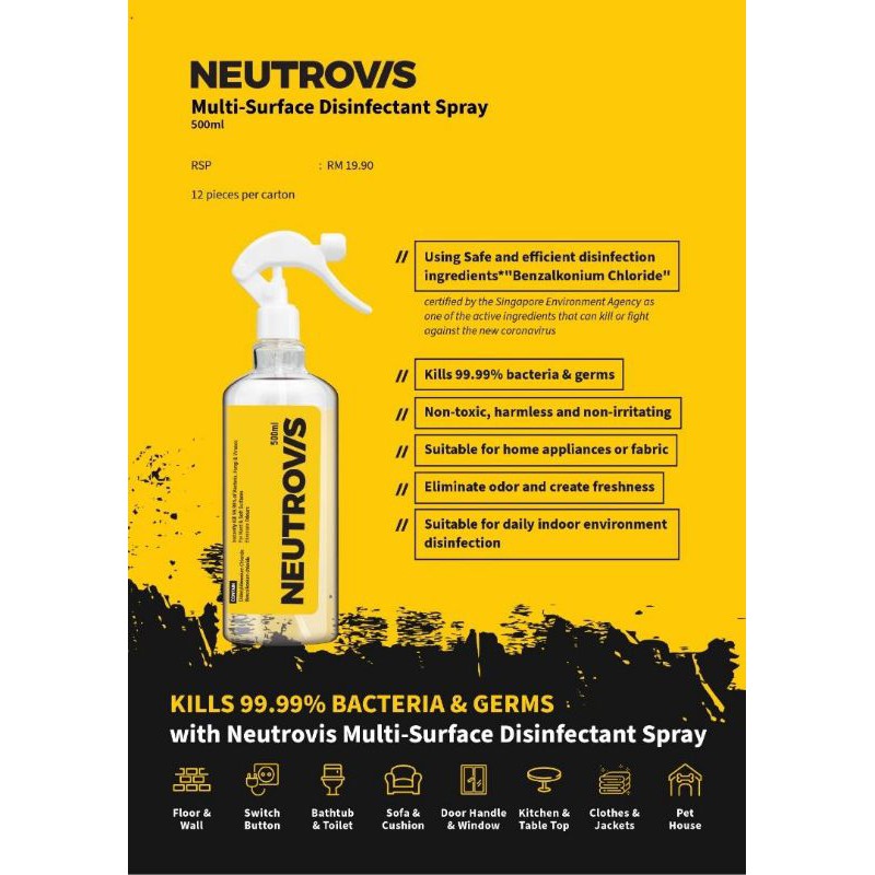 Neutrovis multi surface disinfectant spray Shopee Malaysia