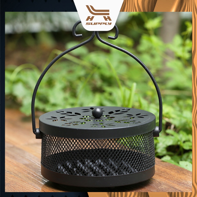 LH Metal Safe Mosquito Coil Holder Mosquito Coil Tray With Cover Fireproof Bekas Lingkaran Ubat Nyamuk Incense Burner