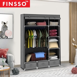 FINSSO : Wardrobe with Drawer / Almari Baju Rak Baju Clothes Organization Storage Rack Cabinet