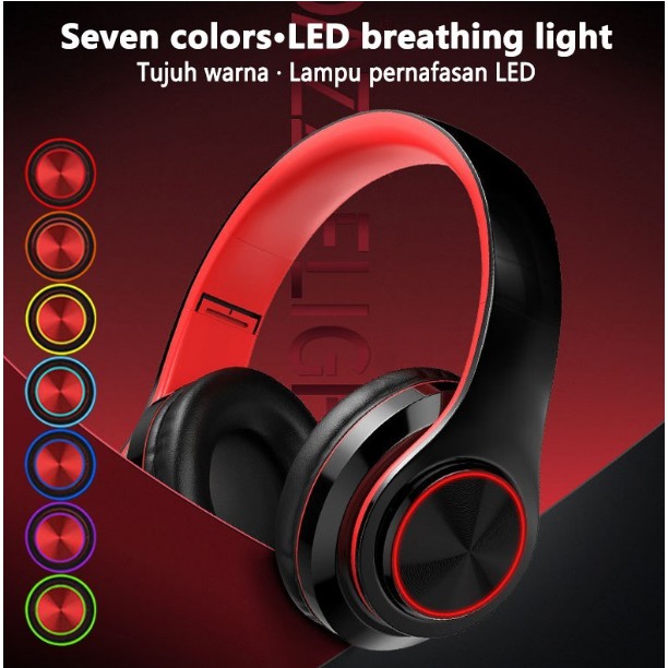 [Local Seller] Wireless Headphone Bluetooth Headset 5.0 Colorful LED Bass Stereo Wireless