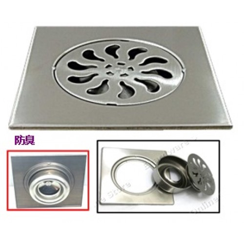 STAINLESS STEEL FLOOR TRAP WITH SMELL PROOF 6"X6" FLOOR GRATING ANTI