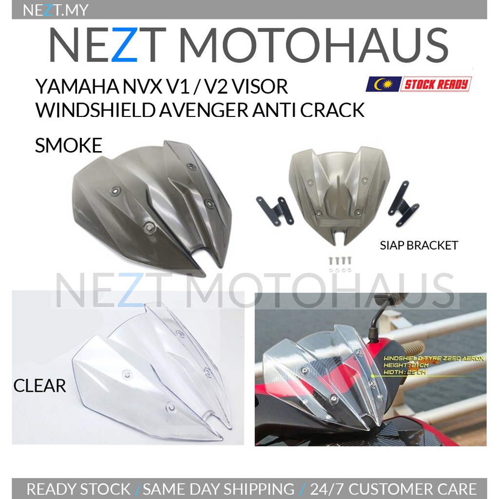 Yamaha NVX AEROX V1 V2 Visor Windshield Avengers Siap Bracket Anti Crack Cutting Standard