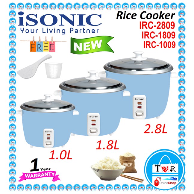 ISONIC RICE COOKER 2.8L IRC-2809 / 1.8L IRC-1809 / 1.0L IRC-1009 /