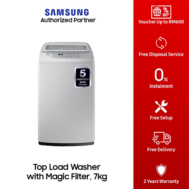 Samsung 7KG (WA70H4000SG) Top Load Washer with Magic Filter Washing