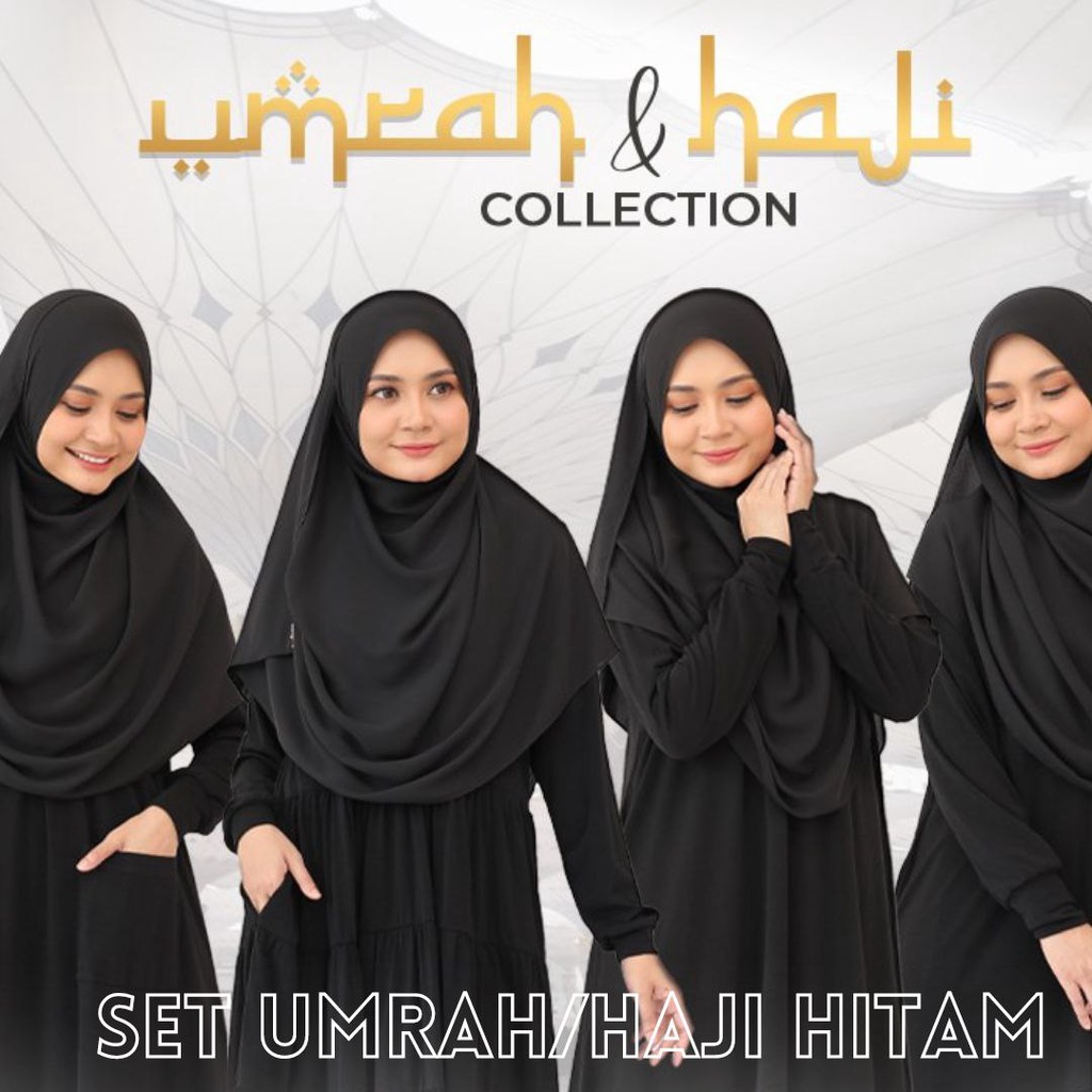 [READY STOCK] SET UMRAH/HAJI HITAM BLOUSETAKPAYAHGOSOK BELLOSCARVES SMALL TO LARGE SIZE S-2XL