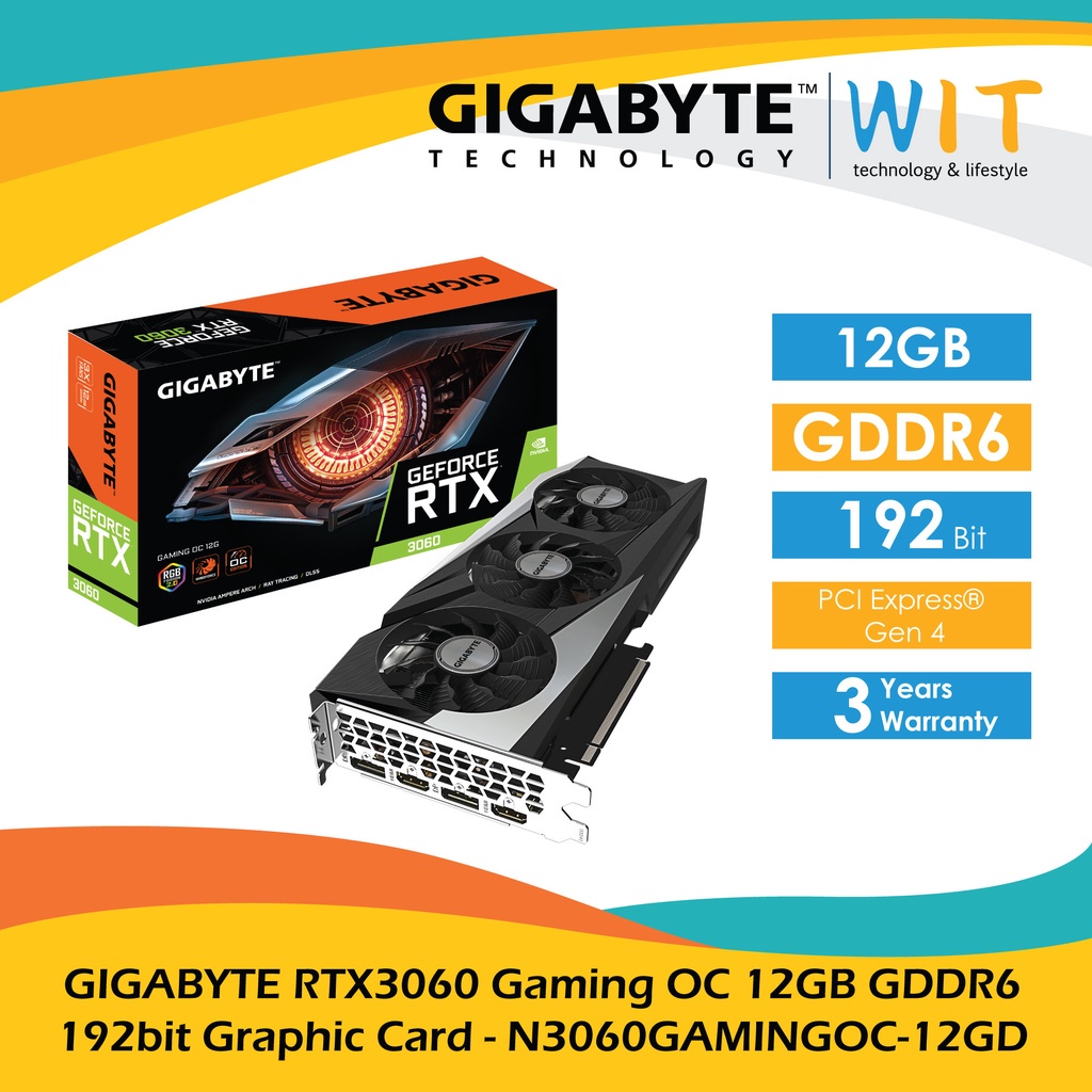 GIGABYTE RTX 3060 Gaming OC 12GB GDDR6 192bit Graphic Card - GV-N3060GAMING OC-12GD
