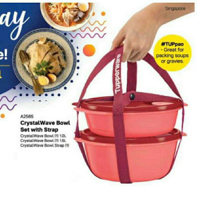 Tupperware Round Lunch Box With Carrier Strap