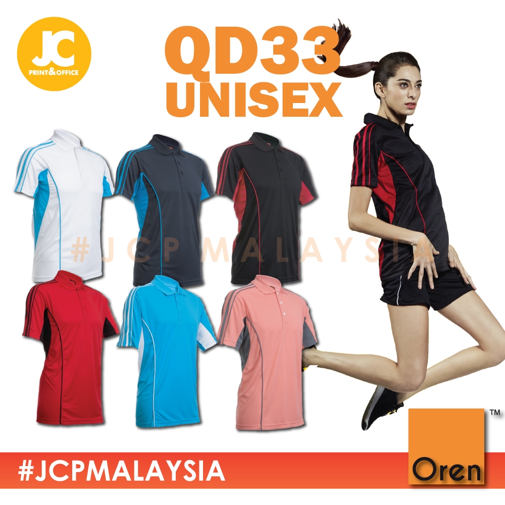 OREN SPORT Unisex Jersey Polo - Navy / White / Black / Red / Sea Blue / Peach QD33