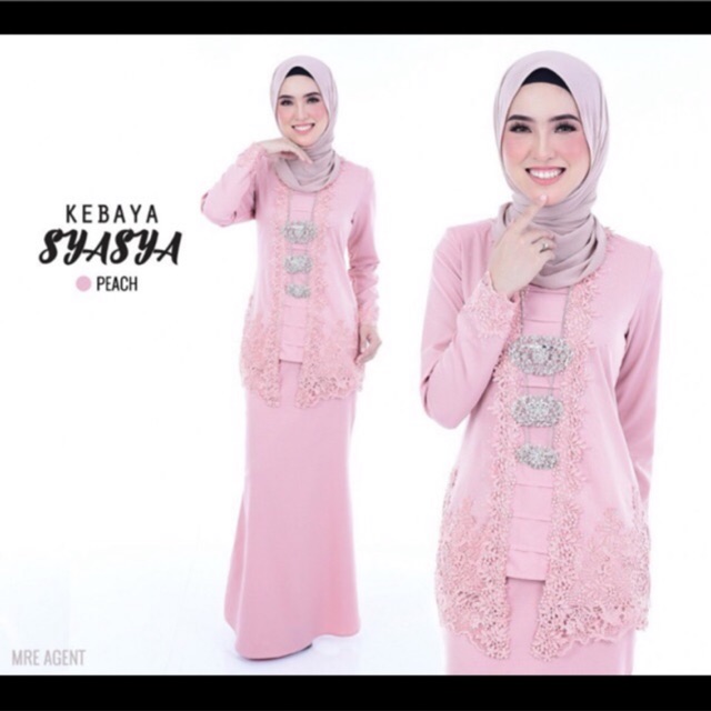 Kebaya sulam saiz S/M dusty pink | Shopee Malaysia