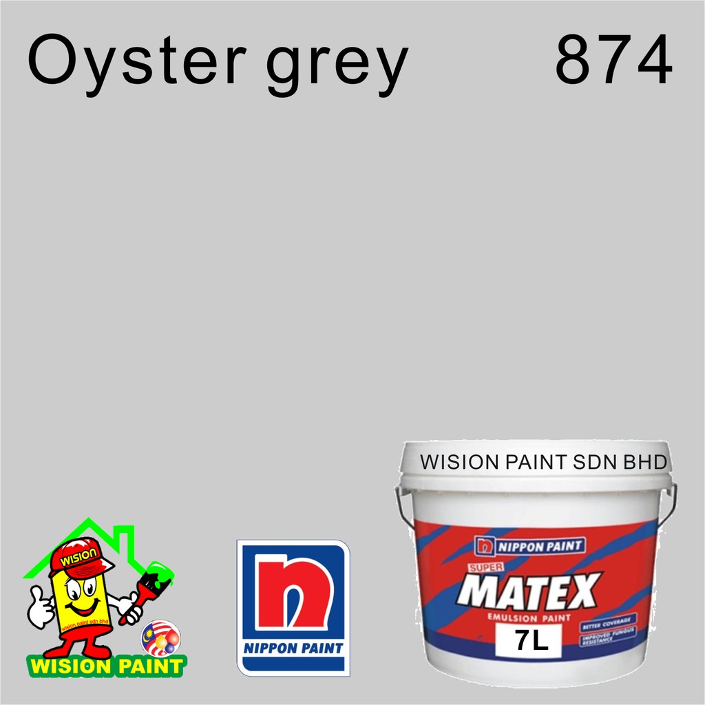 7L OYSTER GREY 874 NIPPON PAINT SUPER MATEX EMULSION INTERIOR MATT