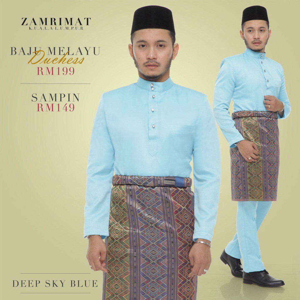 Buy Baju Melayu Duchess Slim Fit Deep Sky Blue Seetracker Malaysia