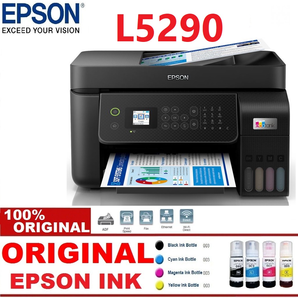 Epson L5290 Wi Fi All In One Ink Tank Printer Print Copy Scan Wifi Fax Adf Replace L5190 9574