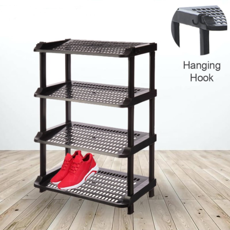 2288A 4 tier plastic shoe rack Black (2288A) Shopee Malaysia