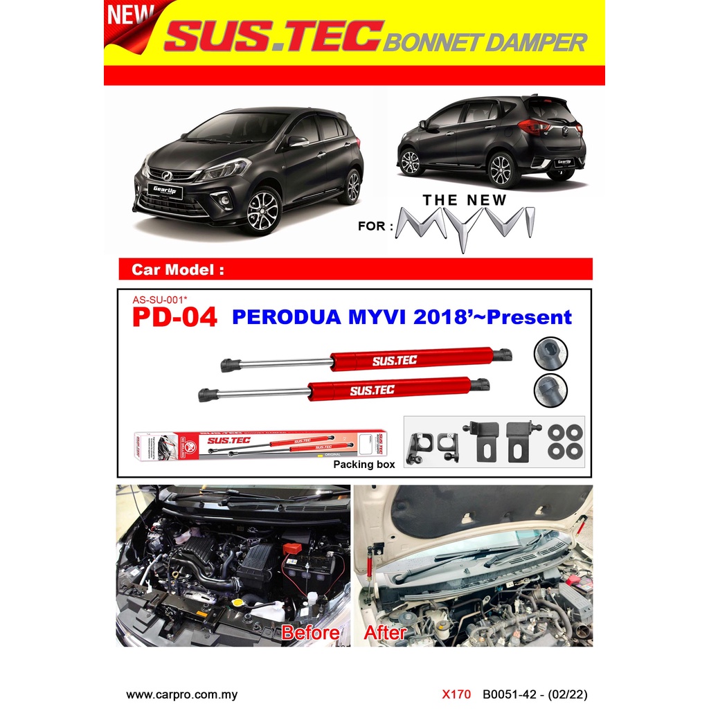 Perodua Myvi 2018 2022 Bonnet Damper Bonnet Lifter Absorber Hydraulic Gas Shopee Malaysia