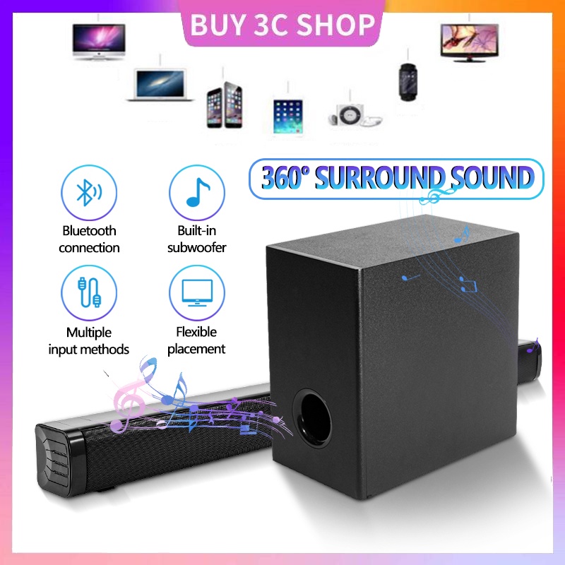 Home Theater Sound Bar Subwoofer TV Soundbar Speaker with Surround Sound Wireless Speaker TV