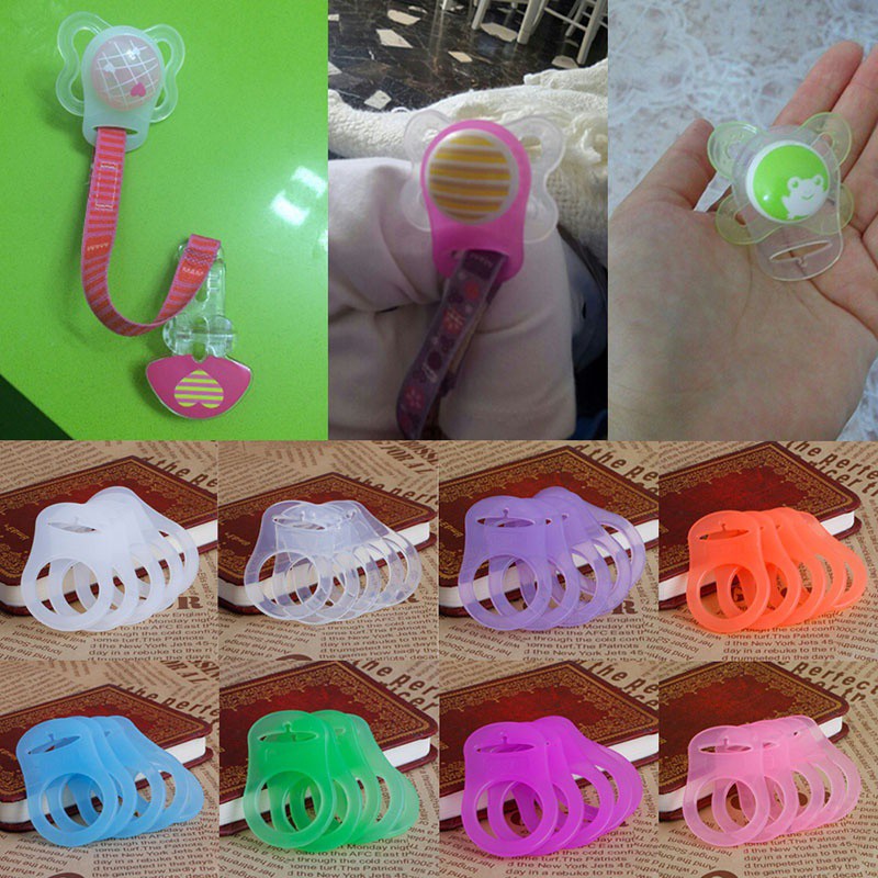 10Pcs Transparent Silicone MAM Ring Button Style Dummy Pacifier Clip Adapter 