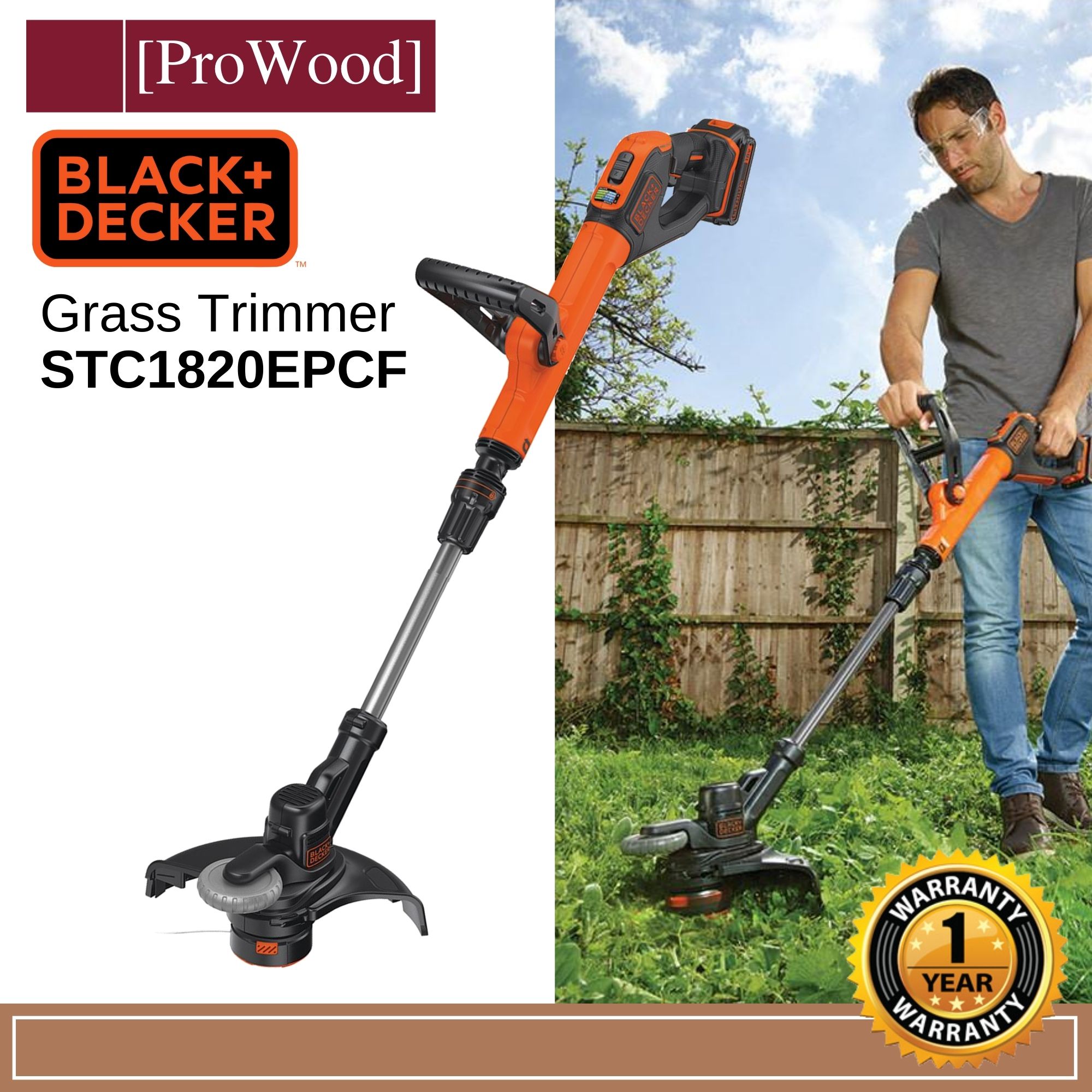black and decker stc1820pc 18v cordless grass trimmer 280mm