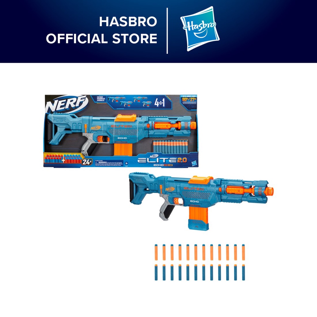 NERF Elite 2.0 Echo CS-10 Blaster- 24 Darts, 10-Dart Clip, Removable ...