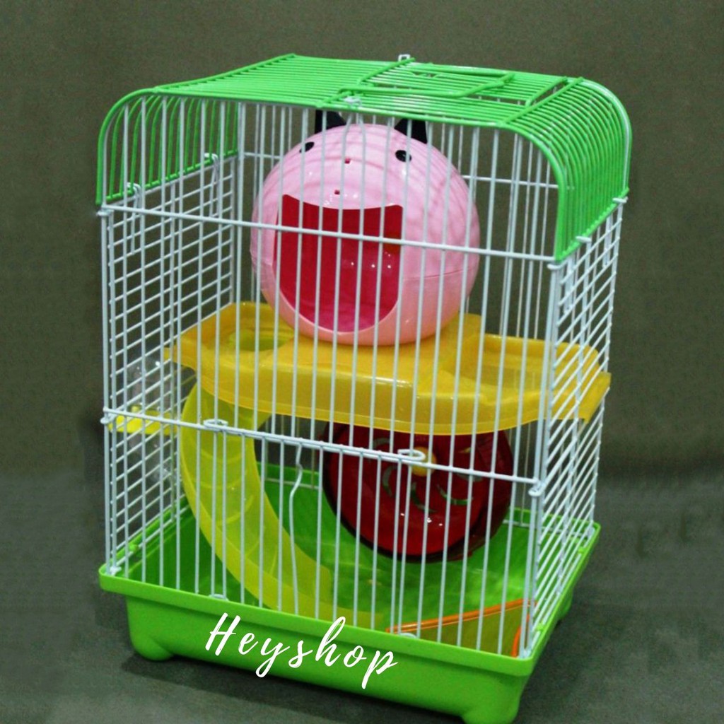 Hamster Cage 2 Level - Dwarf Syrian Hamster House Full Accessory House Wheel Bottle Toy Sangkar Small Animal 仓鼠笼子