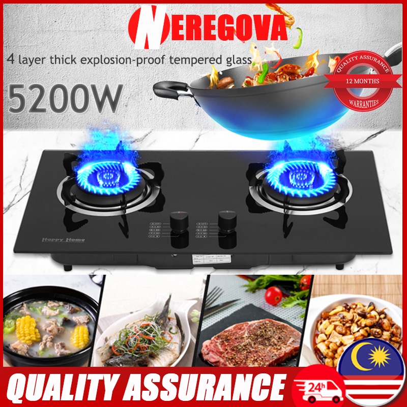 Tempered Glass Gas Stove BuildIn / Tabletop Hybrid Gas Cooker