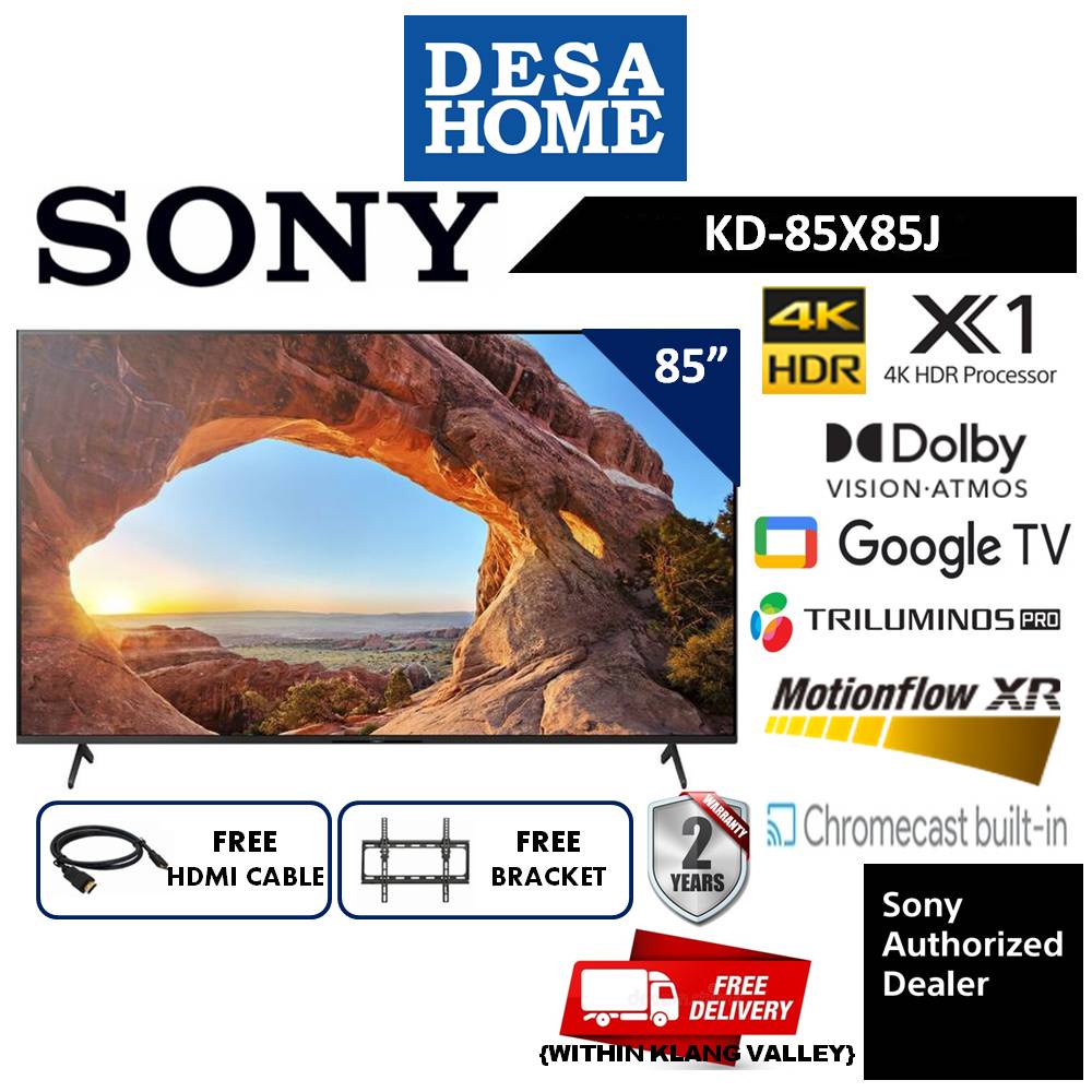 SONY LED 4K UHD HDR Smart Google TV (85") [Free HDMI Cable + Bracket] KD85X85J