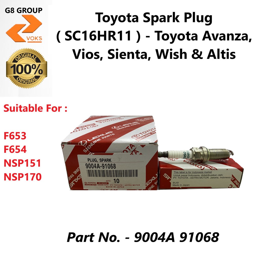 Toyota Spark Plug ( SC16HR11 ) Toyota Avanza, Vios, Sienta, Wish