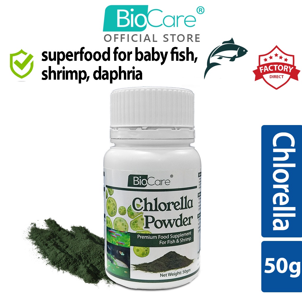 (EXP 03/23) Biocare Chlorella Powder Fish Grade Bottle For Baby Fish/Betta Fry/Guppy/Daphnia