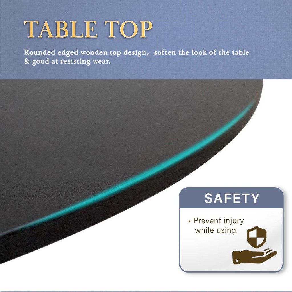 [80/90/100cm] Runda Black Frame Tri-Leg Simple Round Cafe Dining Table