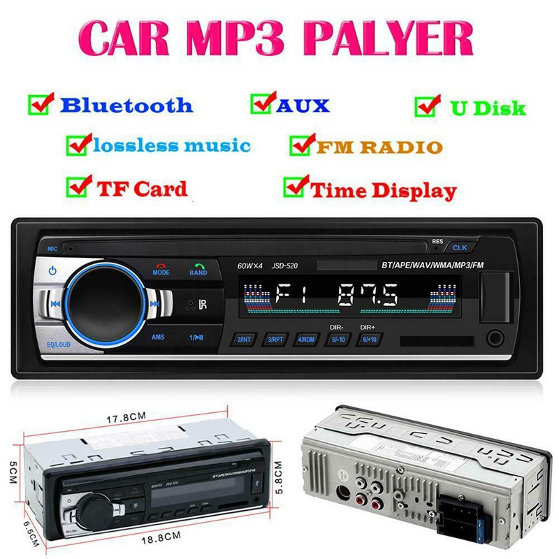 Bluetooth Car Stereo In Dash Mp3 Player Aux Usb Fm Radio Receiver Shopee Malaysia
