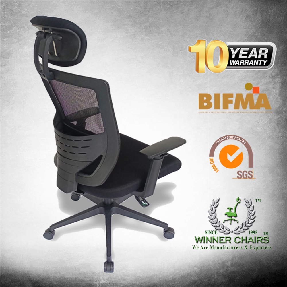 Office Chair WN1-MCB-006-9 BLK Ergonomic Highback Mesh Winner Chairs / Computer Chair