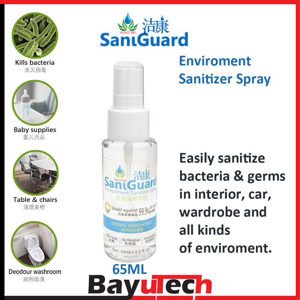 Saniguard Environment Sanitizer Spray 65ml Travel Pack 100 Natural