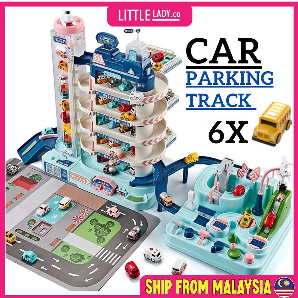 Kids Car Toys Electric Car 3In1 Race Parking Lift Racing Toy Puzzle Diy