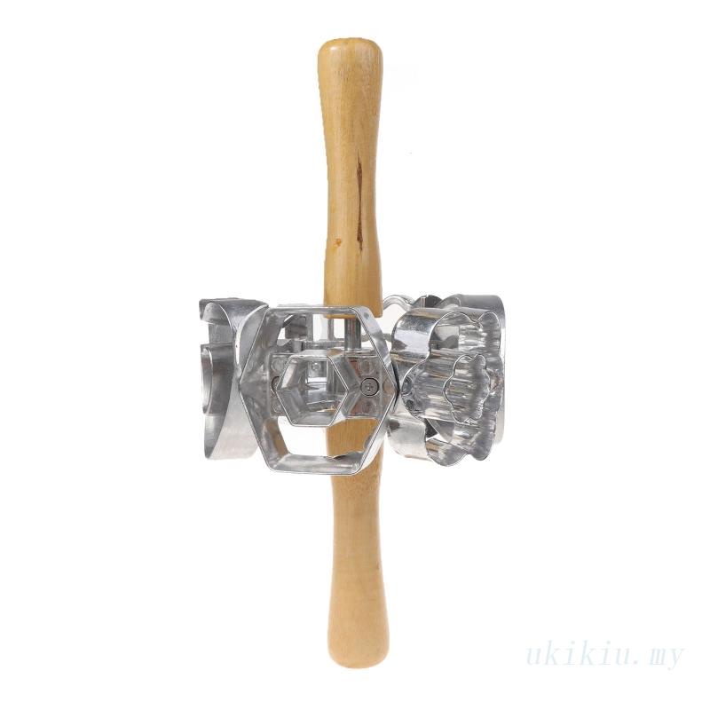 UKI Rolling Donut Cutter Convenient Wooden Handle Revolving Donut Mold