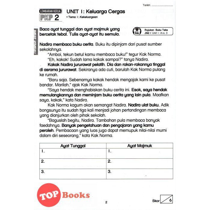 Topbooks Sasbadi Lembaran Kerja Pkp Bahasa Melayu Tahun 3 Kssr Semakan Shopee Malaysia
