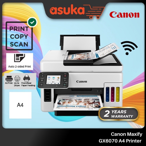 Canon Maxify GX6070 A4 Printer (Print,Scan,Copy,Duplex Print,Wifi Direct)