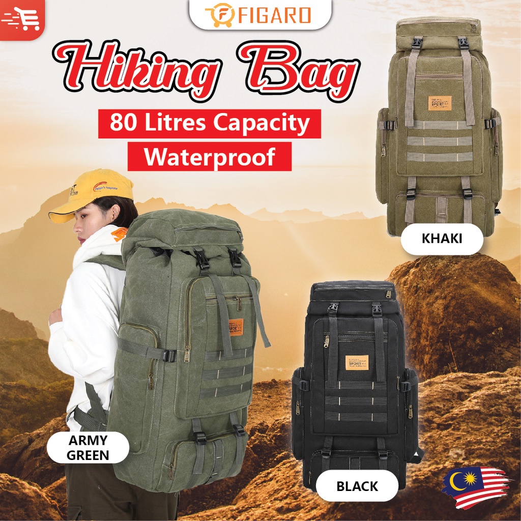 Figaro 80L Large Capacity Waterproof Beg Hiking Bag Military Backpack Daki Gunung Camping Tactical Bagpack Travel