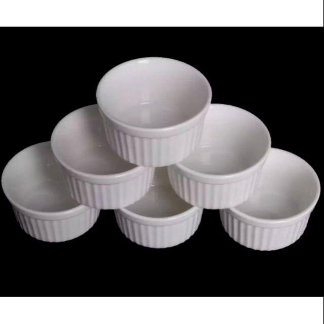 Set of White Ceramic 9cm Round Ramekins Souffle Dishes Creme Brûlée Dishes 200ml