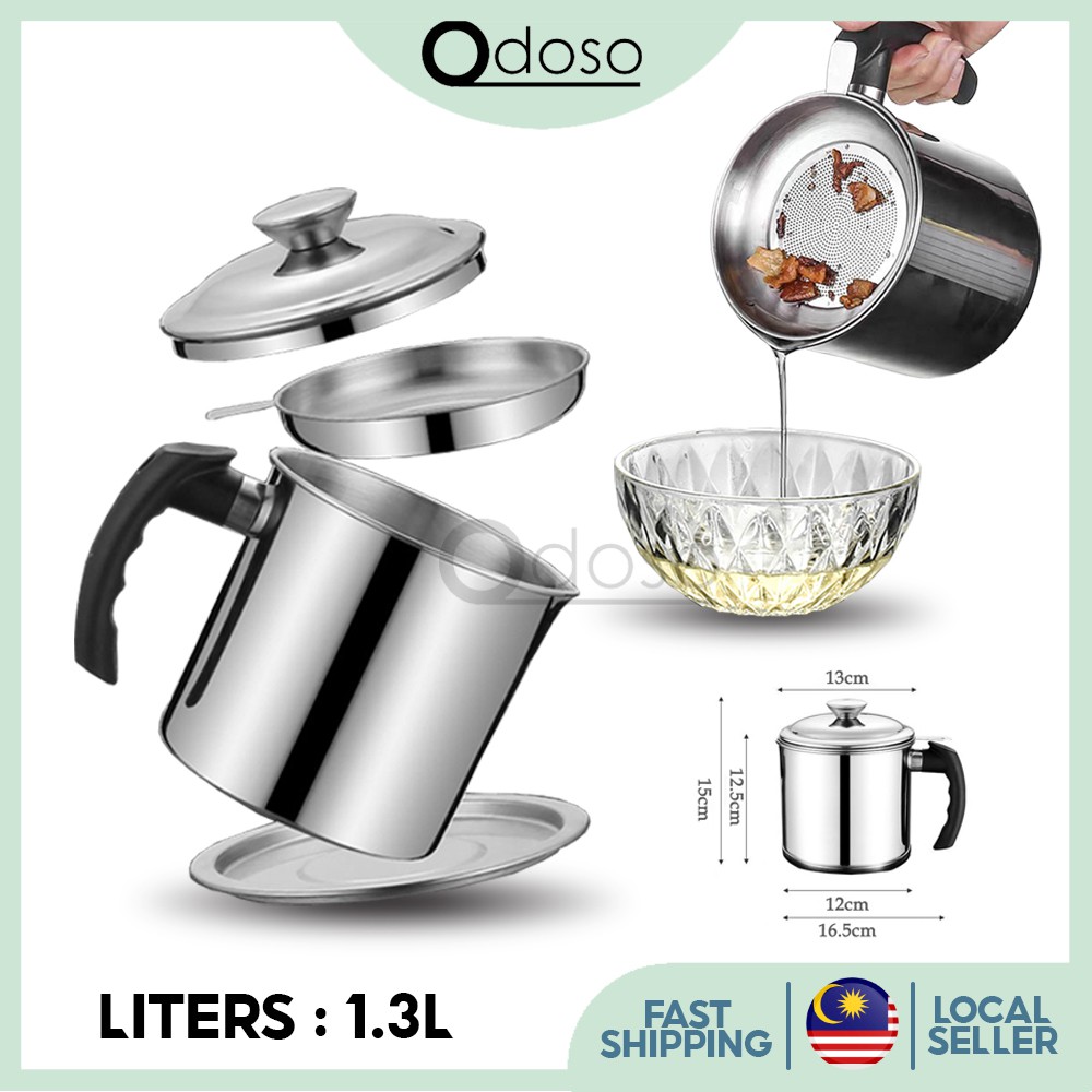 ODOSO KW055 1.3L Stainless Steel Oil Filter Pot Container Tank Filter