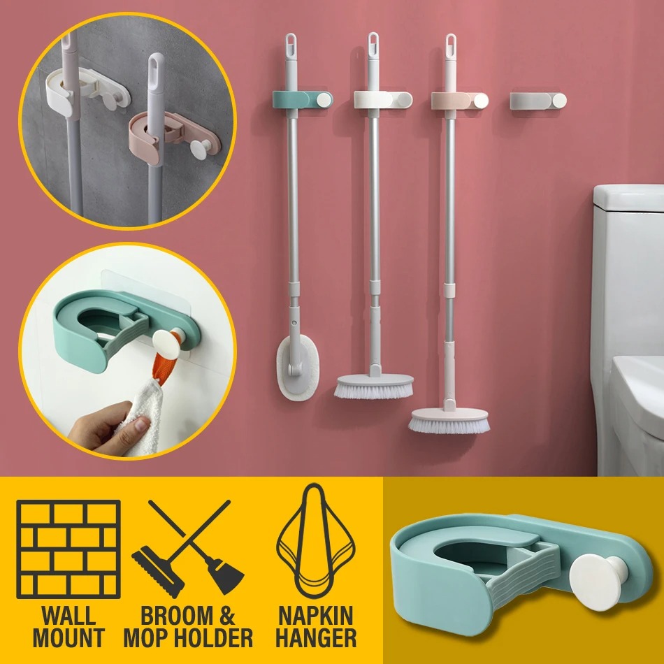 Zenithglobal Wall Mounted Broom & Mop Holder Hanger [ 1pc ] Shopee